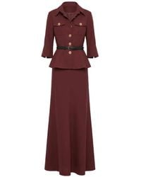 Self-Portrait - Belted Peplum-Waist Maxi Dress - Lyst