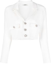 Sandro - Embellished-button Cropped Knit Jacket - Lyst