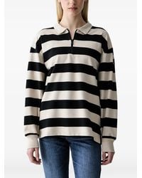 adidas - Striped Quarter-Zip Polo Shirt - Lyst