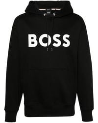 BOSS - Logo-Print Cotton Hoodie - Lyst