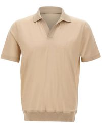 Gran Sasso - V-Neck Ribbed Polo Shirt - Lyst