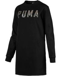 PUMA - Logo Fleece Mini Dress - Lyst