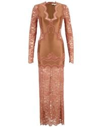 Rabanne - Lace-Panelled V-Neck Maxi Dress - Lyst