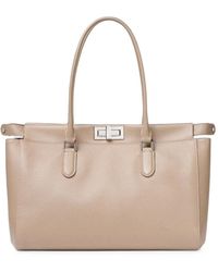 Fendi - Small Peekaboo Grained Leather Tote Bag - Lyst