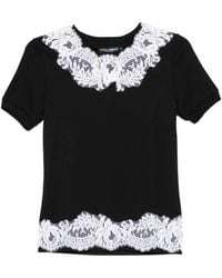 Dolce & Gabbana - Dna Lace-Trimmed Cotton T-Shirt - Lyst