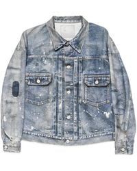 Junya Watanabe - Distressed Paint-Splatter Denim Jacket - Lyst