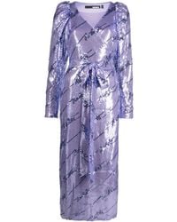ROTATE BIRGER CHRISTENSEN - Sequinned Wrap Midi Dress - Lyst