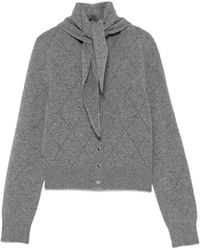 Sandro - Argyle-Knit Scarf-Detail Wool Cardigan - Lyst