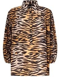 Pinko - Geplooide Top Met Tijgerprint - Lyst