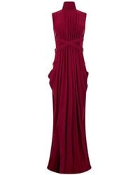 Alberta Ferretti - Buckle-Detail Draped Maxi Dress - Lyst