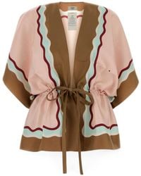 Fendi - Wave-Print Silk Poncho - Lyst