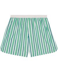 Ganni - Gestreepte Katoenen Shorts - Lyst