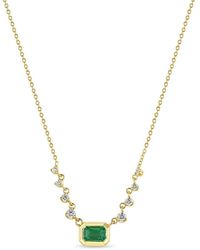 Zoe Chicco - 14kt Yellow Gold Emerald And Diamond Necklace - Lyst
