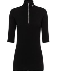 Prada - Triangle-Logo Half-Zip Jumper - Lyst