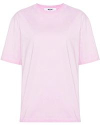MSGM - T-Shirt Met Geborduurd Logo - Lyst