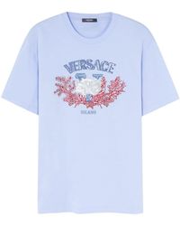 Versace - University Coral Embroidered T-shirt - Lyst