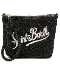 MC2 Saint Barth - Raffia Pouch Embroidered-Logo Clutch Bag - Lyst