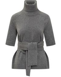 Lanvin - Short-Sleeved Sweater With Belt By - Lyst