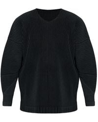 Homme Plissé Issey Miyake - V-Neck Pleated T-Shirt - Lyst