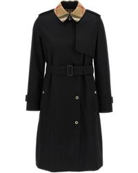 Burberry - Trenchcoat Met Ceintuur En Geruite Kraag - Lyst