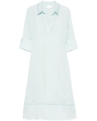 Genny - V-Neck Stitch Midi Dress - Lyst