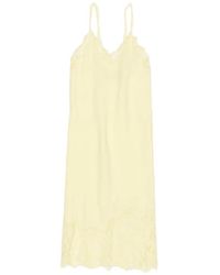 Bimba Y Lola - Light Washed Linen Lace V-Neck Dress - Lyst