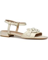 Geox - Chain-Embellished Ankle-Strap Flat Sandals - Lyst