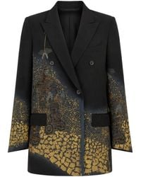 Ibrigu - Graphic-Print Double-Breasted Coat - Lyst