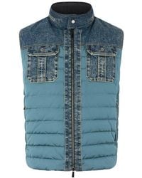 Moorer - Denim-Inserts Padded Vest - Lyst