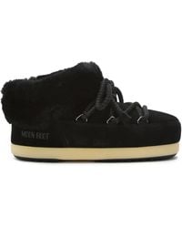 Moon Boot - Evx Fur-Trimmed Suede Mules - Lyst