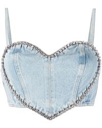 Area - Crystal-Embellished Crop Top - Lyst