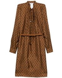 Max Mara - Logo-Print Belted Midi Dress - Lyst