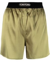 Tom Ford - High-waist Logo Silk Shorts - Lyst