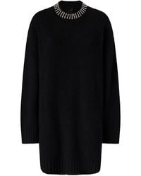 Pinko - Crystal-Embellished Ribbed Mini Dress - Lyst