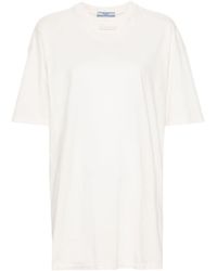 Prada - T-Shirt mit aufgesticktem Triangel-Logo - Lyst