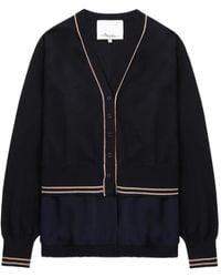 3.1 Phillip Lim - Wollen Vest Met V-Hals En Chiffon Afwerking - Lyst