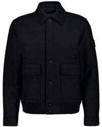 Stone Island - Button-Up Logo-Patch Wool Jacket - Lyst