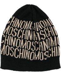 Moschino - Intarsia-logo Fine-knit Beanie - Lyst