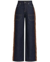 SOEUR & FRÈRES - Fringe-Trimmed Wide-Leg Jeans - Lyst