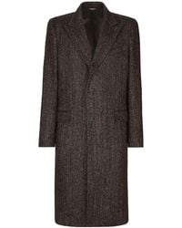 Dolce & Gabbana - Manteau droit en laine et alpaga à chevrons - Lyst