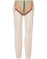MITILIANE COUTURE - Broek Met Leren Vlakken En Rits - Lyst