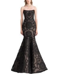 Gemy Maalouf - Strapless Floral-Appliqué Dress - Lyst