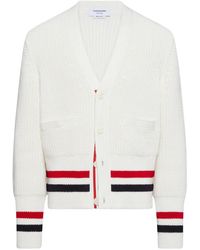 Thom Browne - Button-Fastening Striped-Detailing Cardigan - Lyst