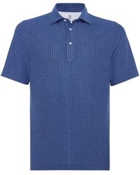 Brunello Cucinelli - Ribbed-knit Polo Shirt - Lyst