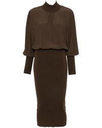 Twinset - Ribbed-Knit High-Neck Midi Dress - Lyst