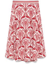 FARM Rio - Tropical Cameo-Print Midi Skirt - Lyst