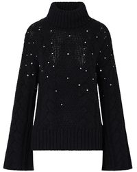 Liu Jo - Pull À Col Roulé En Maille Torsadée Et Strass - Lyst
