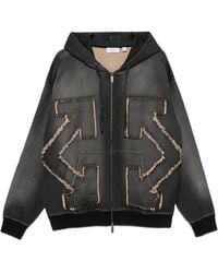 Off-White c/o Virgil Abloh Scribble-Print Zip-Up Hoodie in Black