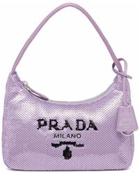 Prada Re-Edition 2000 Handtasche mit Pailletten - Lila