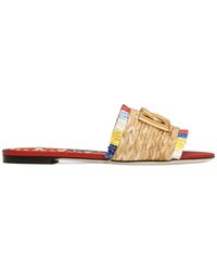 Dolce & Gabbana - Raffia Flat Slides - Lyst